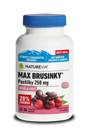 NATUREVIA MAX BRUSNICE 250mg – CMÚĽACIE PASTILKY / 30+6 pas ora